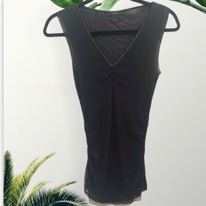 Express | V-Neck Top with Gold Detail